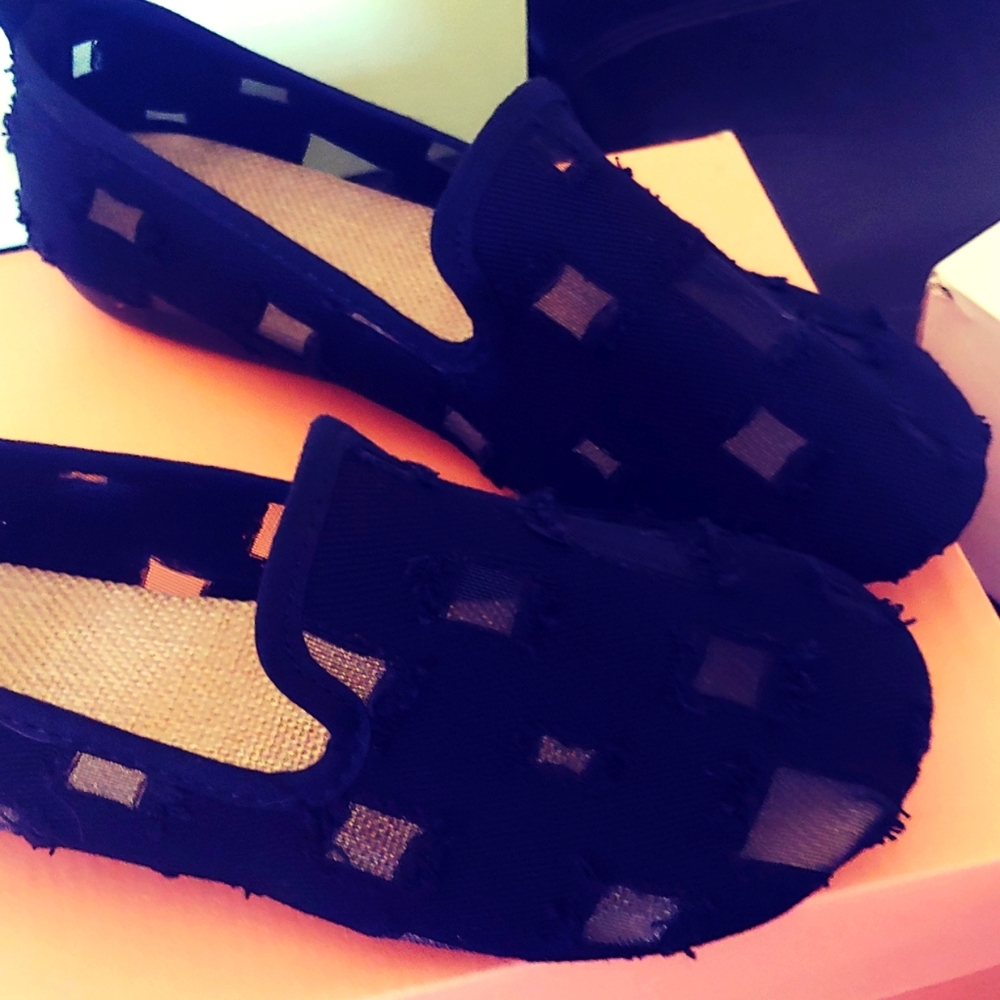 Black Mesh Flat Loafers